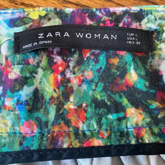 ZARA FLORAL MONET PRINTED HIGH WAISTED TULIP MINI SK - Picture 3 of 5